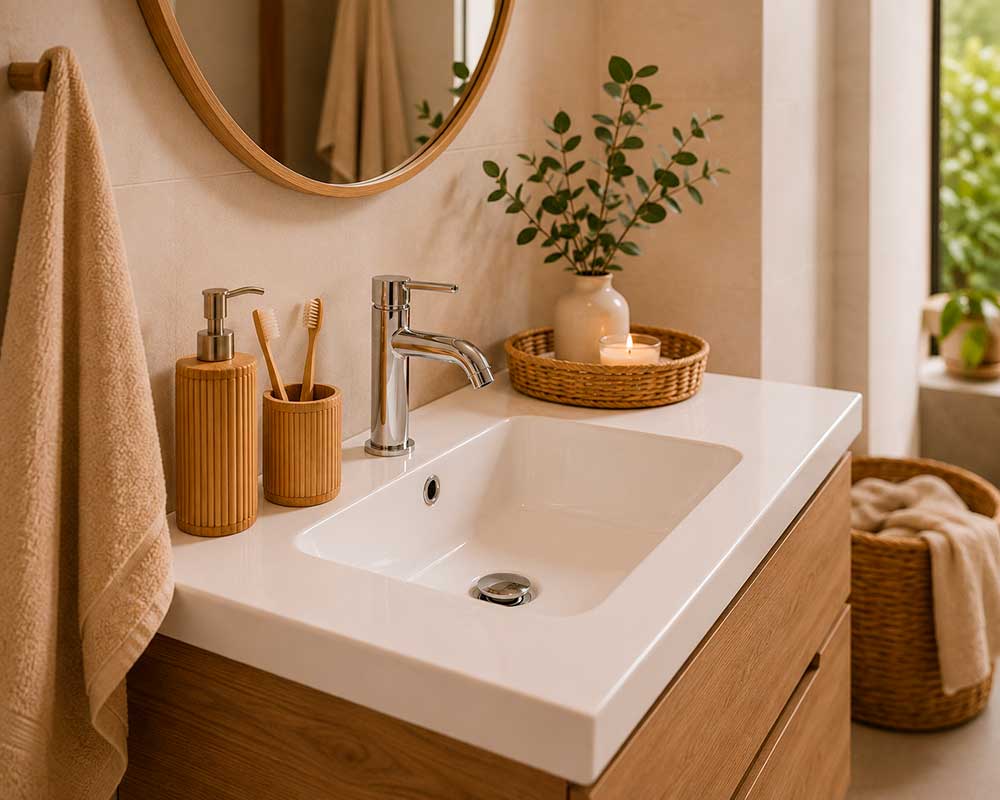 Rejuvenecer un baño cambiando únicamente los accesorios del lavabo