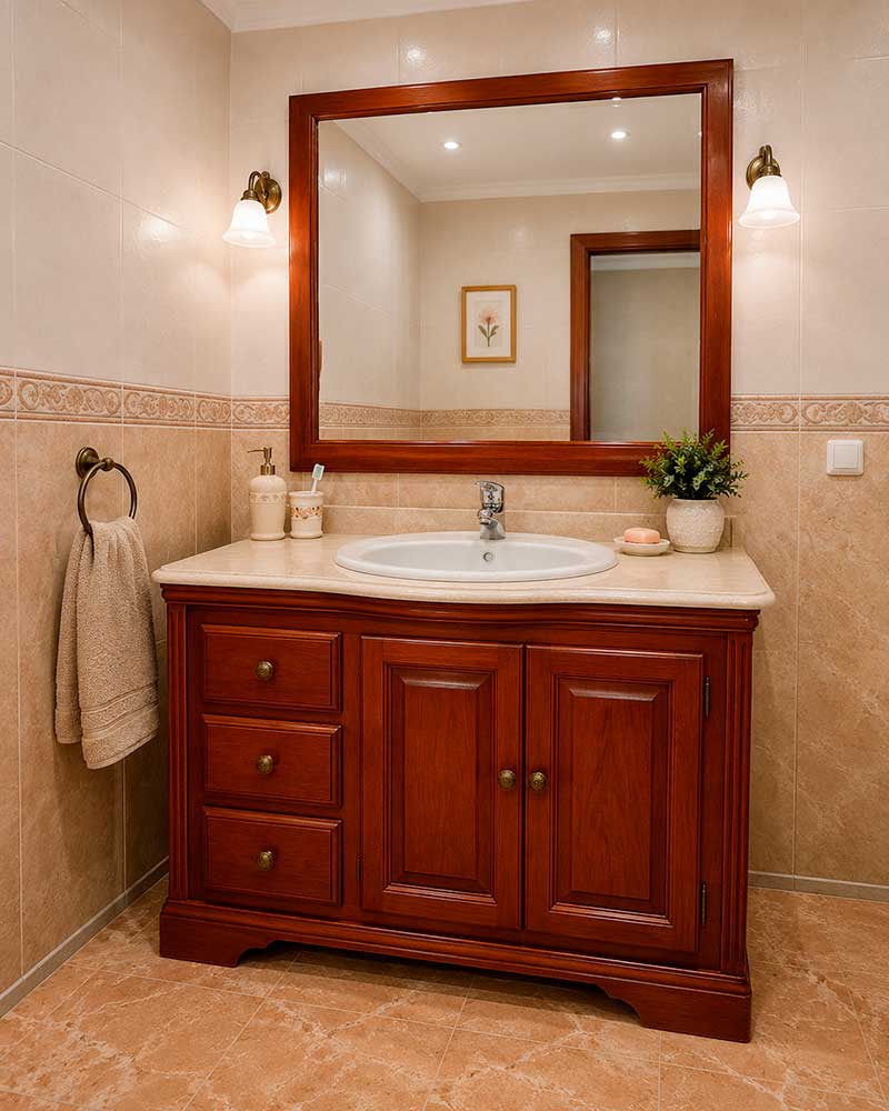 Rejuvenecer un mueble de lavabo pintándolo con pintura a la tiza