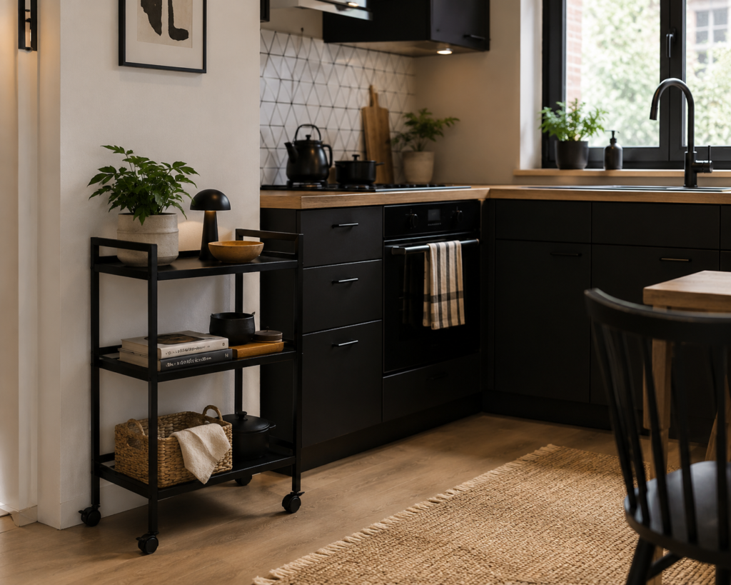 Mueble con ruedas cocina salón para ganar almacenaje
