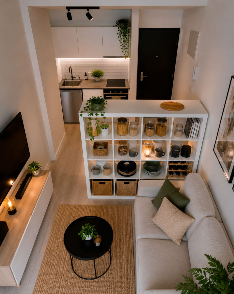 Eatantería modular Kallax como separador y para ganar almacenaje