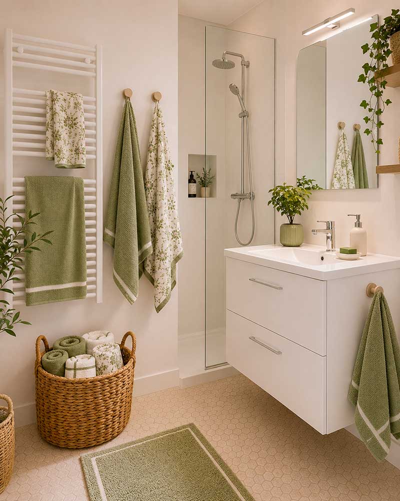 Renovar un baño cambiando los textiles y las toallas